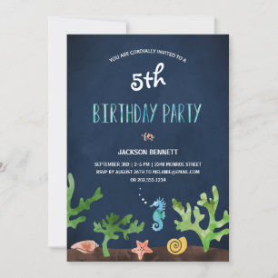 Under the Sea Nautical Kids Birthday Party Invitation