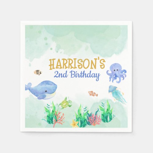 Under the Sea Nautical kids Birthday party  Napkins