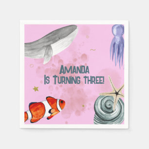 Under The Sea Nautical Kids Birthday Party Pink Napkins