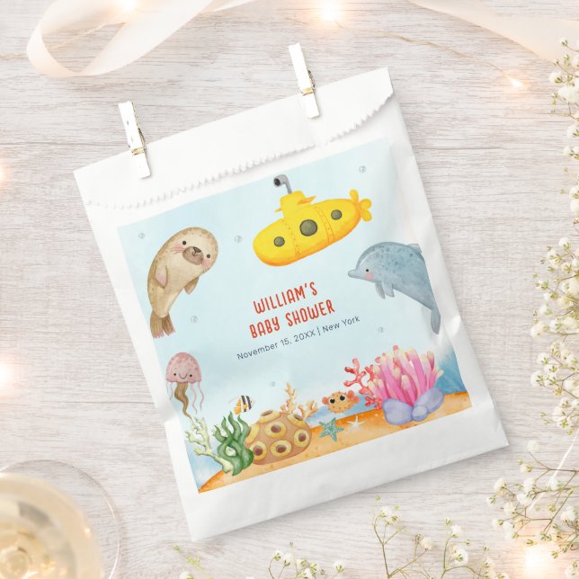 Under The Sea Nautical Marine Baby Shower  Favor Bag (Clipped)