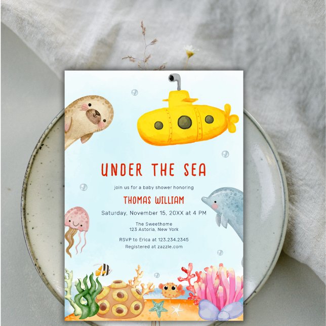 Under The Sea Nautical Marine Baby Shower Invitation (Under The Sea Nautical Marine Baby Shower Invitation)