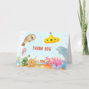Under The Sea Nautical Marine Baby Shower  Letterpress Thank You Card