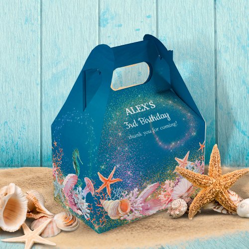 Under the Sea Nautical Seahorse Birthday Party Favor Boxes