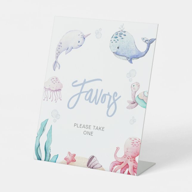 Under the Sea Nautical Shower Favors Pedestal Sign (Front)
