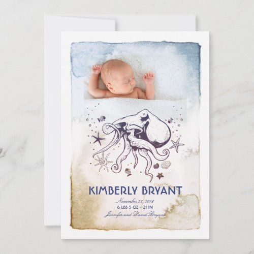 Under the Sea _ Nautical Watercolors Baby Birth Announcement