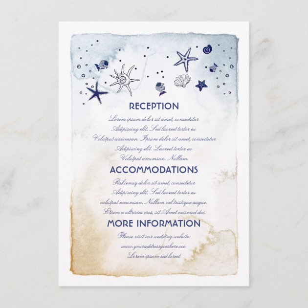 Under The Sea Nautical Watercolors Wedding Details Enclosure Card