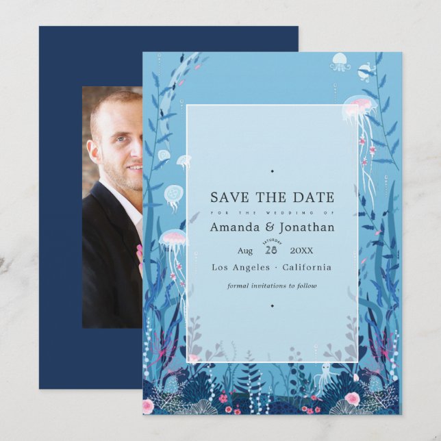 Under the Sea Nautical Wedding Photo  Save The Dat Save The Date (Front/Back)