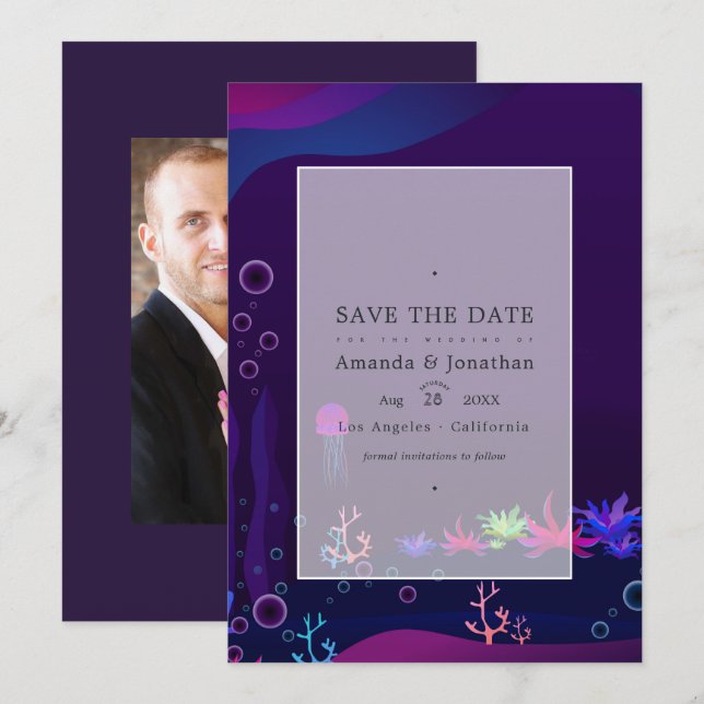 Under the Sea Nautical Wedding Photo  Save The Date (Front/Back)