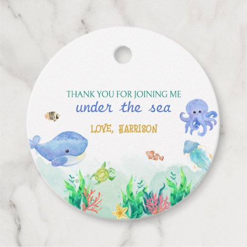 Under the Sea Nautical Whale Turtle Birthday Favor Tags