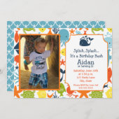 Under the Sea, Nautical with photo Birthday Invitation (Front/Back)