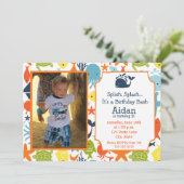 Under the Sea, Nautical with photo Birthday Invitation (Standing Front)