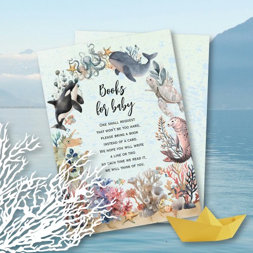 Under the sea neutral Books for baby baby shower Enclosure Card