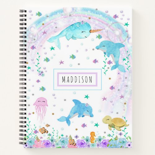 Under the Sea Notebook _ Dolphin Narwhal