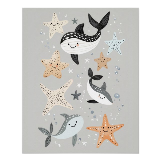 Under the Sea Nursery Print, Kids Beach Wall Art (Front)