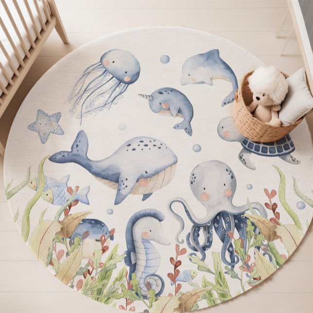 Under the sea Nursery Rug, Ocean kids room Rug (Under The sea Nursery Rug)