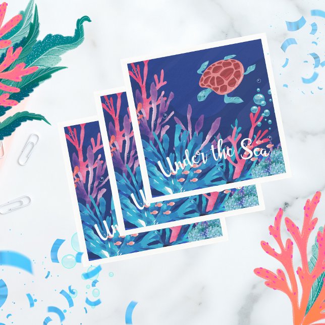 Under The Sea Ocean 1st Baby Boy Birthday  Napkins (Creator Uploaded)