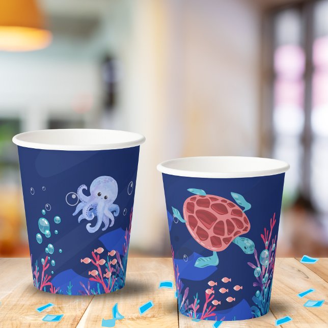 Under The Sea Ocean 1st Baby Boy Birthday  Paper Cups (Creator Uploaded)