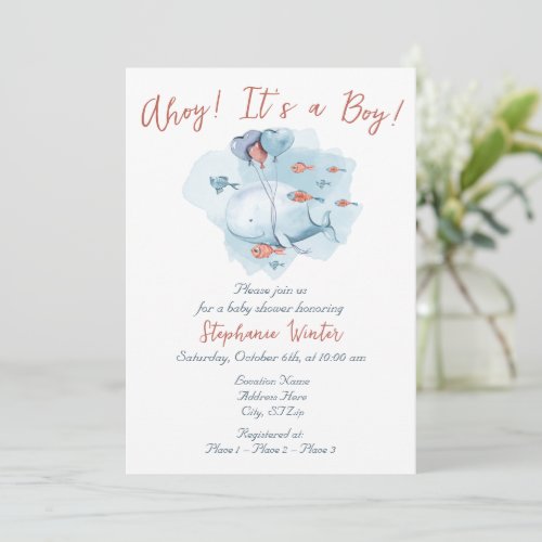 Under the Sea Ocean Ahoy Its a Boy Baby Shower Invitation