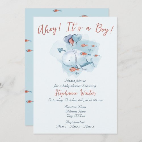 Under the Sea Ocean Ahoy Its a Boy Baby Shower Invitation