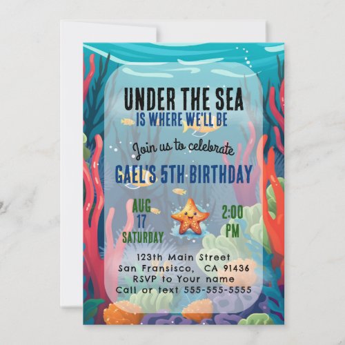 Under The Sea Ocean Animal Boy Birthday Invitation