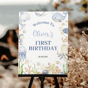 Under the Sea Ocean Animal Boys Party Welcome Sign
