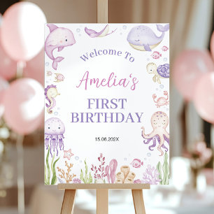 Under the Sea Ocean Animal Girl Party Welcome Sign