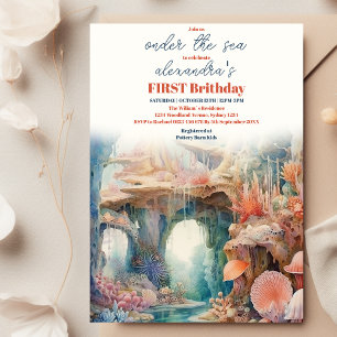 Under the Sea Ocean Animals 1st Birthday Invitation