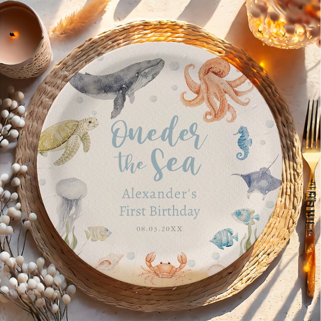 Under The Sea Ocean Animals 1st Birthday Paper Plates (Creator Uploaded)