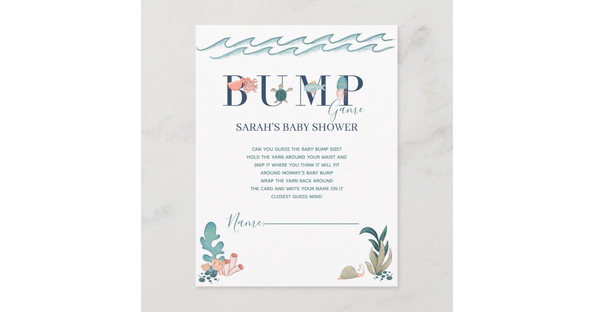 Under the Sea Ocean Animals Baby Shower Bump Game Enclosure Card