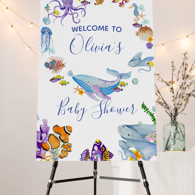 Under the Sea Ocean Animals Baby Shower Foam Board (In Situ (Stand))