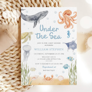 Under The Sea Ocean Animals Baby Shower Invitation