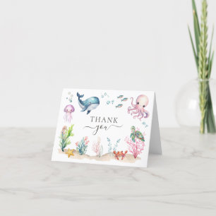 Under The Sea Ocean Animals Baby Shower Letterpress Thank You Card