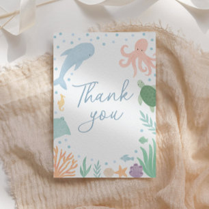 Under the Sea Ocean Animals Baby Shower Letterpress Thank You Card