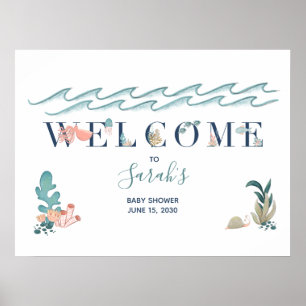 Under the Sea Ocean Animals Baby Shower Poster