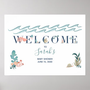 Editable Beach Baby Shower Welcome Sign – Ocean Sea – Printables Depot