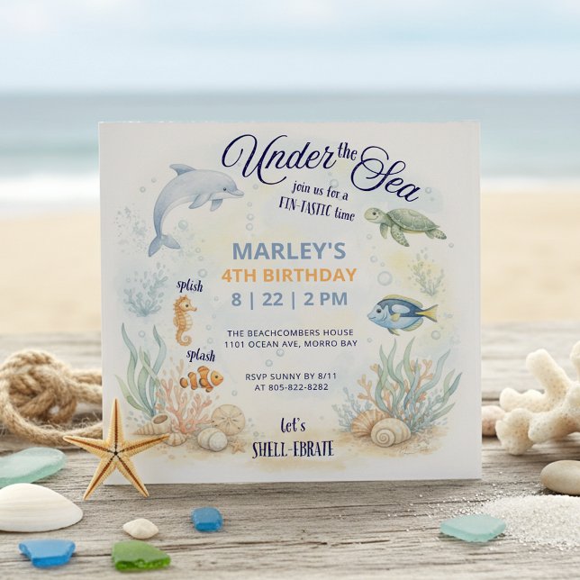 Under the Sea Ocean Animals Beach Birthday Invitation (Creator Uploaded)