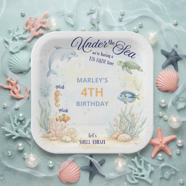 Under the Sea Ocean Animals Beach Birthday Paper Plates (Creator Uploaded)