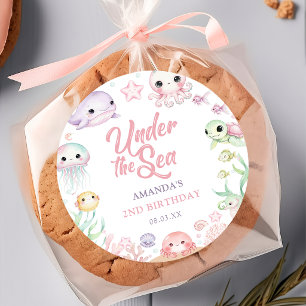 Under The Sea Ocean Animals Birthday Classic Round Sticker