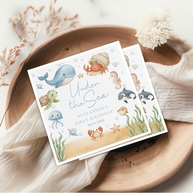 Under The Sea Ocean Animals Birthday Napkins (Creator Uploaded)