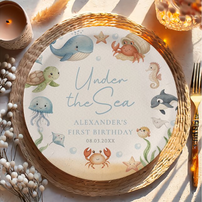 Under The Sea Ocean Animals Birthday Paper Plates (Creator Uploaded)