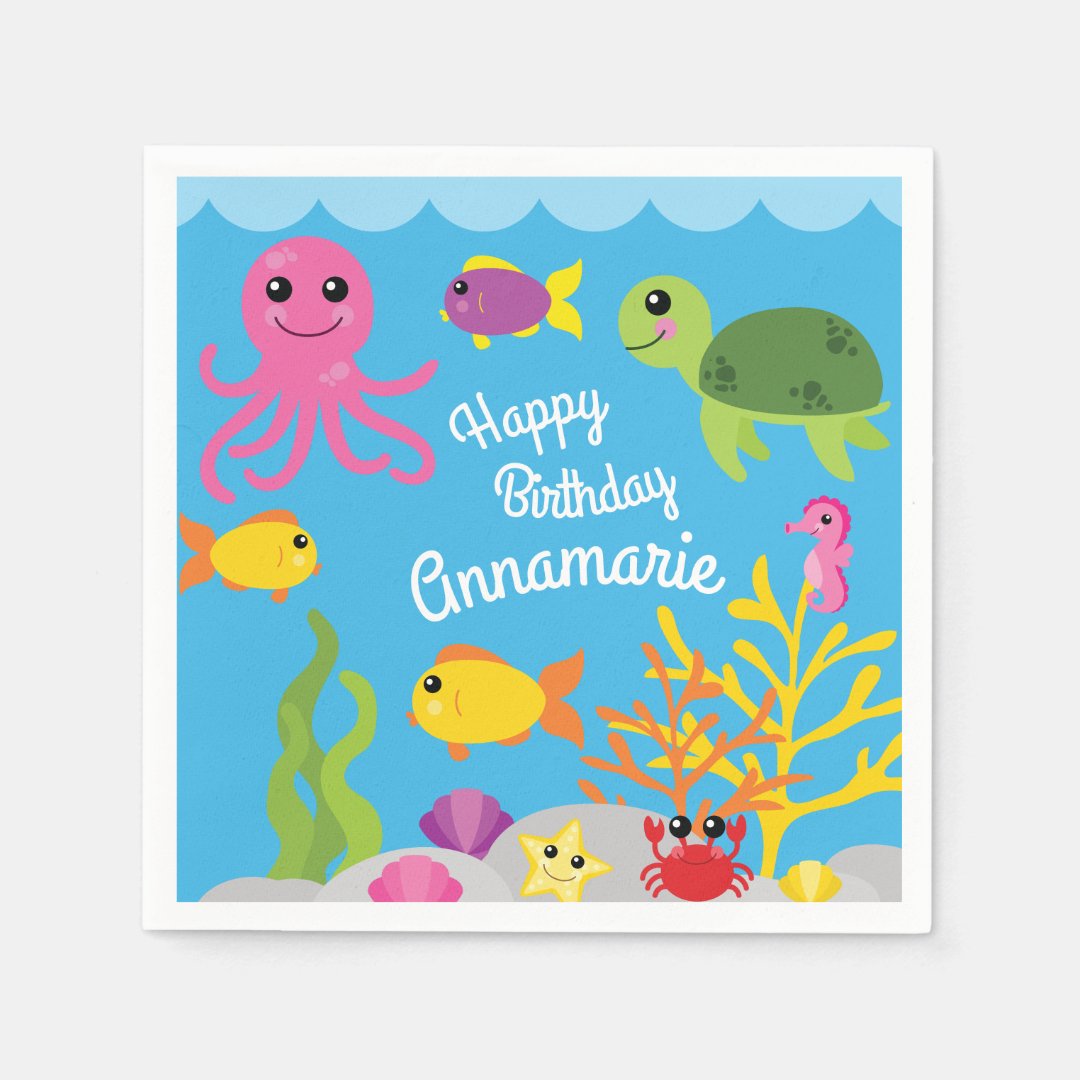 Under The Sea Ocean Animals Birthday Party Napkins Zazzle under-the-sea-ocean-animals-birthday-party-napkins-zazzle