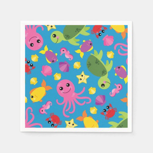 Under the Sea Ocean Animals Birthday Party Napkins