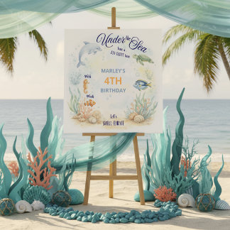 Under the Sea Ocean Animals Birthday Welcome Foam Board