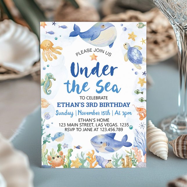 Under the Sea Ocean Animals Boy Birthday Invitation (Creator Uploaded)