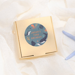 Under The Sea Ocean Animals Boy Birthday Party Classic Round Sticker
