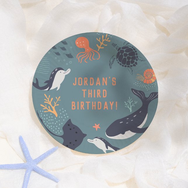 Under The Sea Ocean Animals Boy Birthday Party Paper Plates (Creator Uploaded)