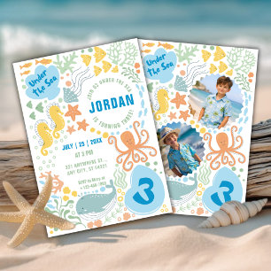 Under the Sea   Ocean Animals Boys Birthday Invita Invitation
