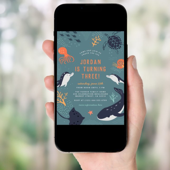 Under The Sea | Ocean Animals Boys Birthday Party Invitation (Front Digital)