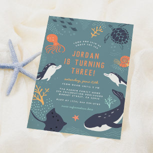 Under The Sea   Ocean Animals Boys Birthday Party Invitation