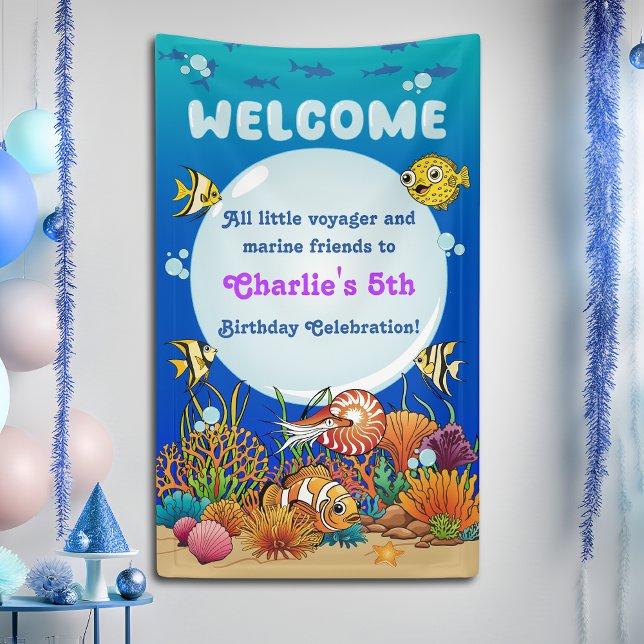 Under the Sea Ocean Animals Cute Cartoon Welcome Banner (Creator Uploaded)